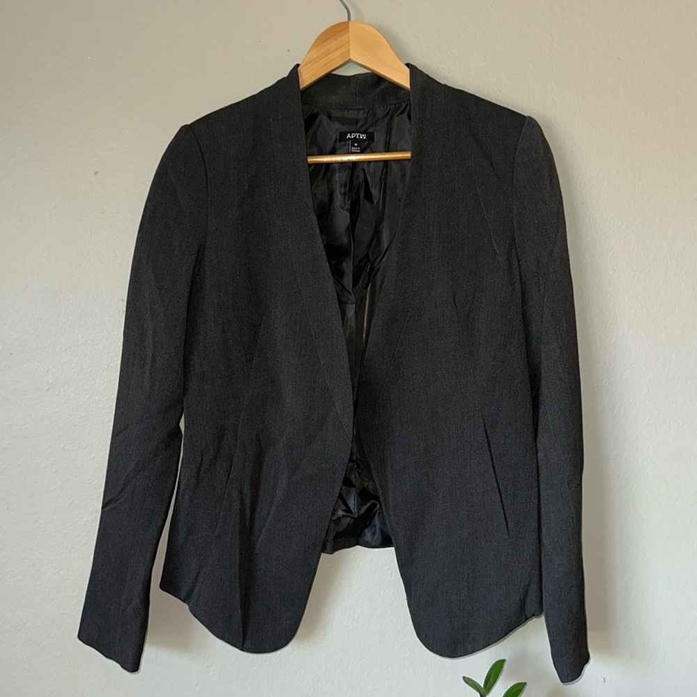 Women’s APT. 9 Open Front Cropped Blazer - Dark Gray.